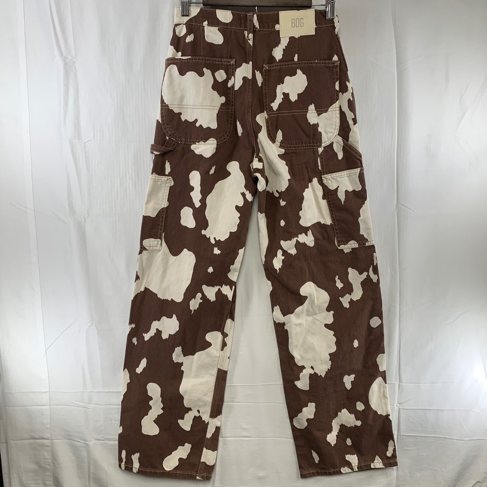 BDG Carpenter Pants Womens W27 Brown Cow Print Juno High Rise Wide Leg Utility - Picture 5 of 12
